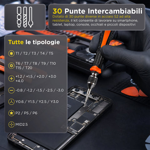 daimann kit 38 in 1 attrezzi riparazione elettronica di precisione in acciaio s2 con punte magnetiche ean 8056590070437