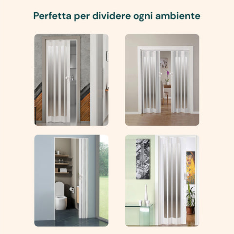 garden friend porta a soffietto bianca 85x215 cm in pvc con inserti ps e chiusura a chiave ean 8023755042714