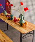 garden friend set birra rettangolare pieghevole in ferro e legno 3 elementi 70x220cm verde ean 8023755029272