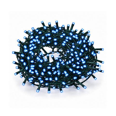 saint joy catena luminosa 180 led programmabile per interno esterno luci di natale con 8 giochi luce 7 colori disponibili cavo verde e trasformatore incluso ean 8056819081411