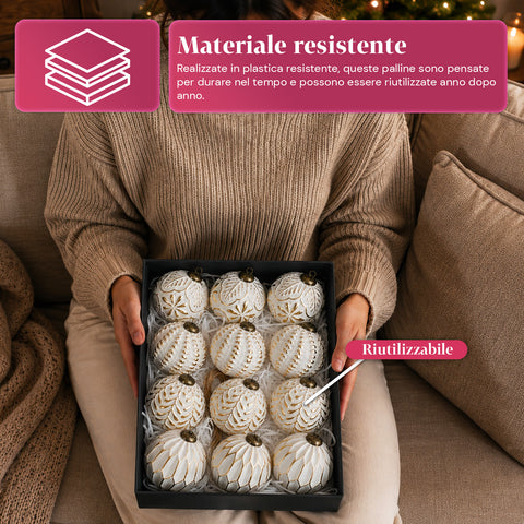 saint joy palline di natale set 12 pezzi a8 cm stile antico 2 colori ean 8050043128263