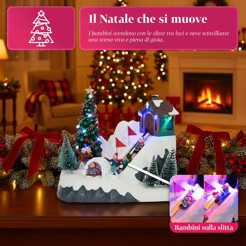 saint joy villaggio di natale animato glimmerpine con luci led musica e pista in movimento ean 8050043127464