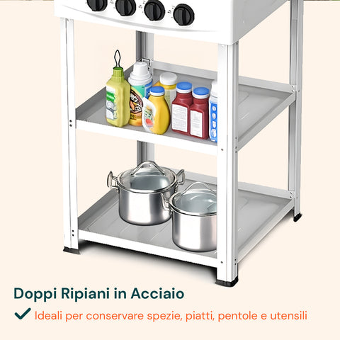 staylux cucina a gas da esterno con supporto e 2 ripiani acciaio potente e pratica ean 8055954980054