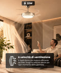 wintem ventilatore da soffitto con pale in abs richiudibili e luce led 72w dimmerabile 32w silenzioso telecomando e 6 velocita ean 8052286432312