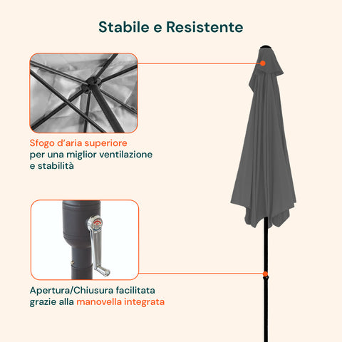 zendea ombrellone da giardino 3x3 regolabile con snodo inclinabile e carrucola ean 8015361595395