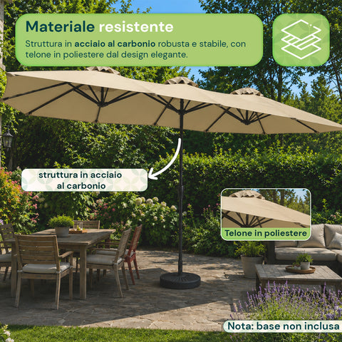 zendea ombrellone da giardino ovale xxl 400x200 in acciaio al carbonio e telone in poliestere altezza 275m base non inclusa ean 8050030810942