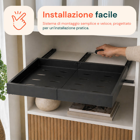 avilia home ripiano estraibile ed espandibile nero 3252 cm in metallo organizzatore scorrevole per mobili e dispensa ean 8052879010811