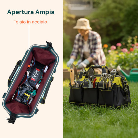 daimann borsa porta attrezzi professionale con base rigida e tessuto oxford ean 8056590070338