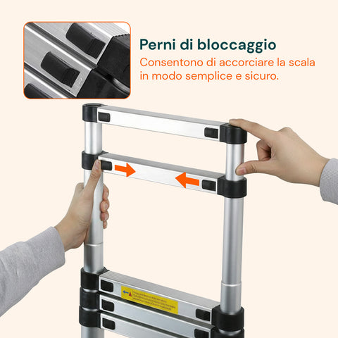 daimann scala telescopica professionale 13 gradini in acciaio uso domestico e lavoro ean 8056590070628
