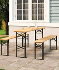 garden friend set birra rettangolare pieghevole in ferro e legno 3 elementi 70x220cm verde ean 8023755029272