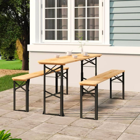 garden friend set birra rettangolare pieghevole in ferro e legno 3 elementi 70x220cm verde ean 8023755029272