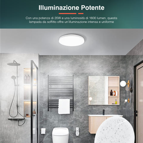 Plafoniera con installazione facile a soffitto, sistema di fissaggio sicuro e montaggio rapido per uso immediato in ogni ambiente