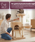 puppy lovers albero tiragraffi per gatti multilivello h 87 cm in sisal con amaca piattaforme e gioco a pallina 45x40 cm ean 8054806950481
