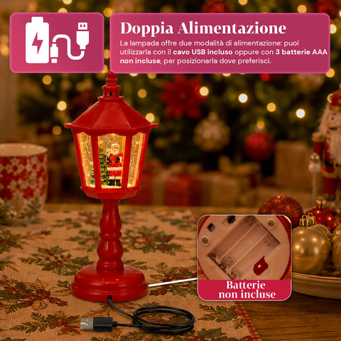 saint joy lampada natalizia con neve luci led e musica usb 2 colori ean 8050043128195