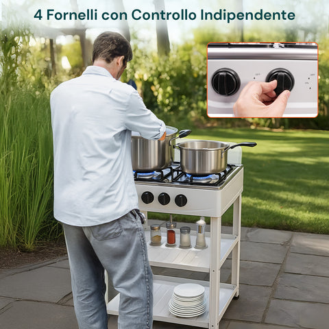 staylux cucina a gas da esterno con supporto e 2 ripiani acciaio potente e pratica ean 8055954980054