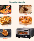 Forno versatile e ampio per pizze, pane, focacce, dolci e grissini, cottura professionale direttamente a casa
