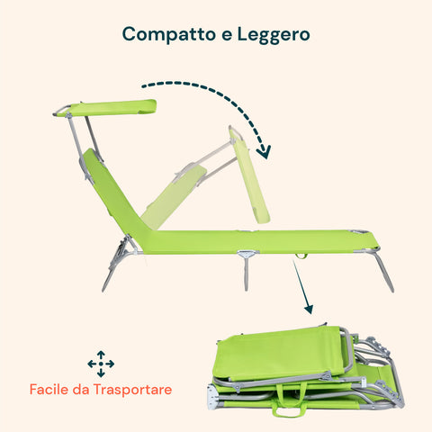 Lettino con design pieghevole e compatto per trasporto facile e conservazione salvaspazio, ideale per spiaggia, giardino e vacanze