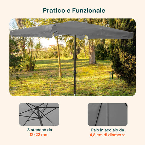 zendea ombrellone da giardino 3x3 regolabile con snodo inclinabile e carrucola ean 8015361595395