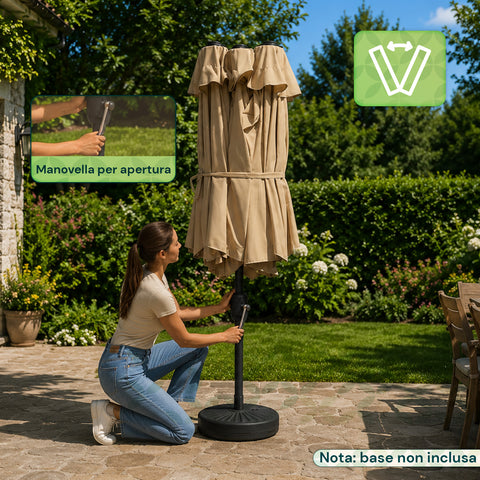 zendea ombrellone da giardino ovale xxl 400x200 in acciaio al carbonio e telone in poliestere altezza 275m base non inclusa ean 8050030810942
