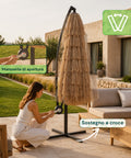 zendea ombrellone lampara da giardino effetto rafia altezza 275m con struttura in acciaio al carbonio con manovella e sostegno a croce ean 8050030810720