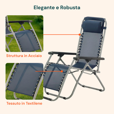 zendea sdraio da esterno richiudibile idrorepellente con struttura in acciaio ean 8015361455903