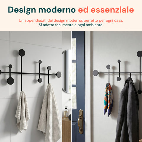 avilia home appendiabiti da parete moderno con 10 ganci in metallo resistente 59x335 cm portata 30 kg kit montaggio incluso 59x335 cm ean 8052879010880