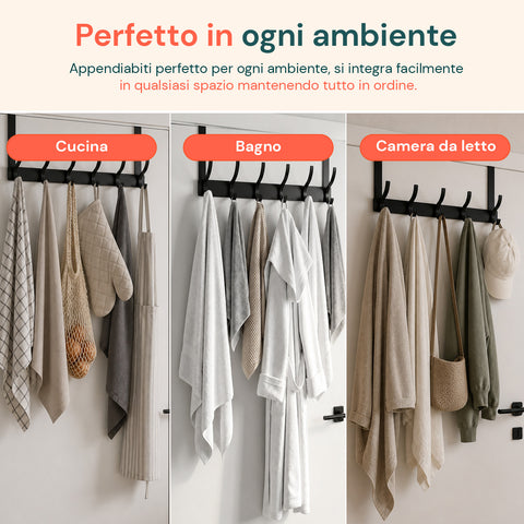 avilia home appendiabiti da porta in alluminio con 12 ganci portata 10kg adatto per porte spesse da 41 45 cm ean 8052879012006