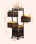 avilia home carrello multiuso richiudibile quadrato salvaspazio con ruote organizer con cestelli 345 ripiani nero o bianco ean 8052879012259
