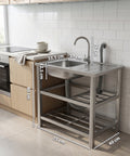 avilia home lavello multifunzione in acciaio inox con fontana lavandino con vasca gocciolatoio e doppia mensola reversibile dxsx 75x40x80 cm ean 8056244083189