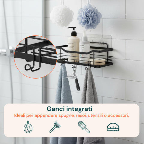 avilia home set 2 mensole adesive da parete in acciaio nero per bagno e cucina ean 8052879010668