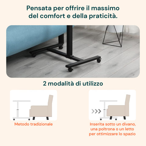 avilia scrivania regolabile con ruote e ripiano inclinabile salvaspazio multiuso ean 8056819050271