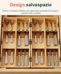axentia organizer portaposate in bambu con 6 scomparti ed etichette per cassetti cucina 20x39 cm in legno naturale ean 8052879012051