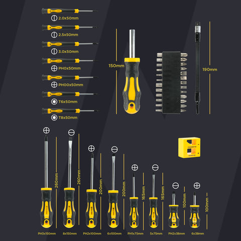 daimann set cacciaviti magnetici professionali 43 pezzi con valigetta kit giraviti con magnetizzatore e smagnetizzatore punte antiscivolo e impugnatura ergonomica ean 8056590070451