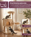 puppy lovers albero tiragraffi per gatti multilivello h 87 cm in sisal con amaca piattaforme e gioco a pallina 45x40 cm ean 8054806950481