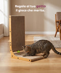 puppy lovers tiragraffi per gatti a forma di l altezza 68 cm graffiatoio in carta ondulata resistente e legno mdf design salvaspazio con gioco a pallina integrato ean 8054806950528