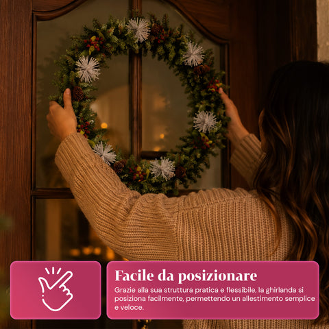 saint joy festone natalizio 150 cm con pigne e bacche rosse rami modellabili ean 8050043127976