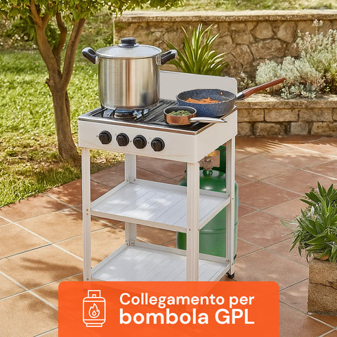 staylux cucina a gas da esterno con supporto e 2 ripiani acciaio potente e pratica ean 8055954980054