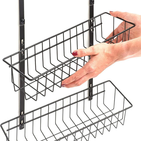immagine-7-zeller-pensile-da-porta-multiuso-5-ganci-e-2-cestini-in-metallo-ean-4003368187730