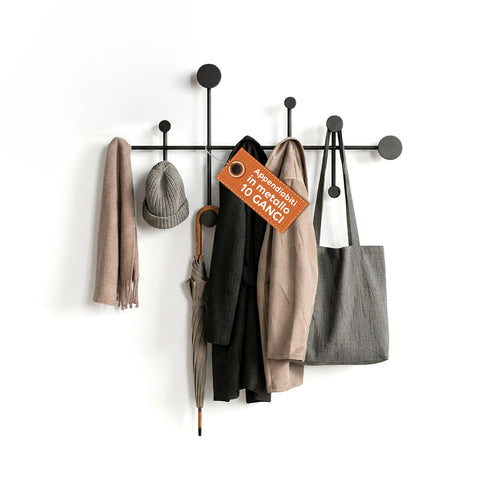 avilia home appendiabiti da parete moderno con 10 ganci in metallo resistente 59x335 cm portata 30 kg kit montaggio incluso 59x335 cm ean 8052879010880