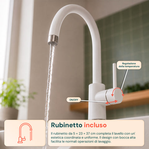 avilia home lavello cucina a due vasche con o senza gocciolatoio bianco o nero rubinetto incluso ean 8056819079098
