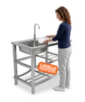 avilia home lavello multifunzione in acciaio inox con fontana lavandino con vasca gocciolatoio e doppia mensola reversibile dxsx 75x40x80 cm ean 8056244083189