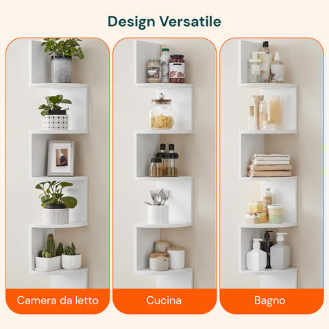avilia home scaffale angolare bianco a 5 ripiani salvaspazio per casa ean 8052879010606