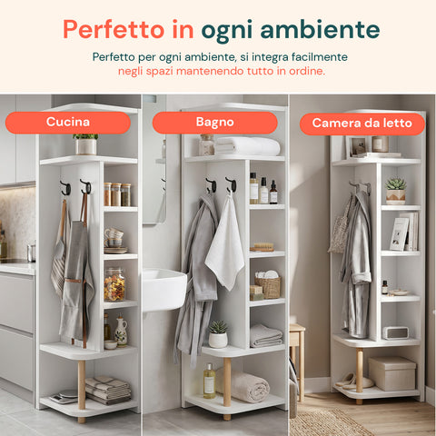 avilia home scaffale angolare in mdf bianco a 7 livelli 180x30x30 cm ad alta capacita di carico ean 8052879010286