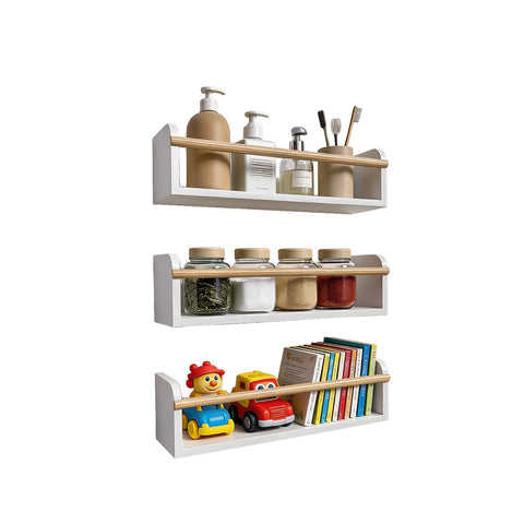Lot de 3 Étagères Murales Multiusages en Bois Résistant 40x12 cm - Charge maximale 3kg