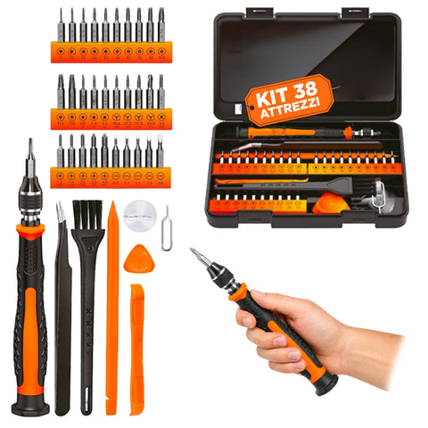 daimann kit 38 in 1 attrezzi riparazione elettronica di precisione in acciaio s2 con punte magnetiche ean 8056590070437