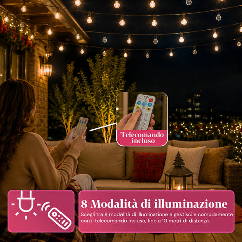 saint joy catena luminosa da esterno solare 15 m con 24 lampadine led g40 ean 8050043128577