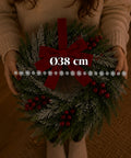 saint joy ghirlanda natalizia a38 cm con fiocco rosso e bacche effetto neve ean 8050043128546