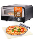 Forno elettrico per pizza 400 gradi, pizza pronta in 2 minuti con pala in acciaio e pietra refrattaria inclusa
