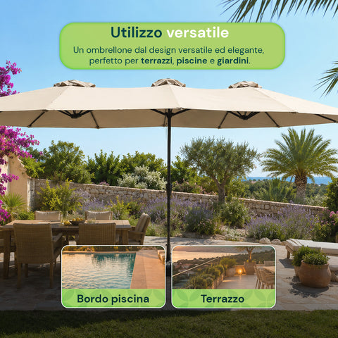 zendea ombrellone da giardino ovale xxl 400x200 in acciaio al carbonio e telone in poliestere altezza 275m base non inclusa ean 8050030810942