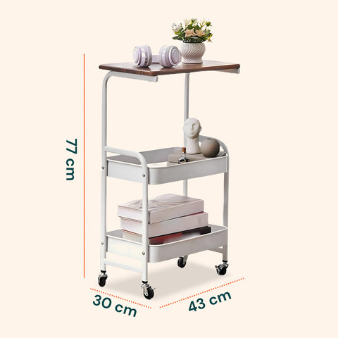 avilia carrello portaoggetti in metallo con mensola in legno e ruote ean 8056819053388